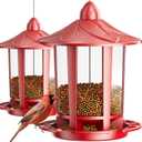 Birdream 2 Pack Bird Feeders for Outdoor Hanging, Classic Castle Design Fun Assembly Bird Feeder, Attracting Wild Birds Cardinals Goldfinches Chickadees Finches Sparrows - Red