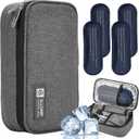 ALLCAMP Insulin Cooler Travel Case TSA Approved, Diabetic Medication Cooler Bag with 4 Ice Packs & Multi-Layer Storage, Portable Medical Cooler with Insulation Liner(Gray)