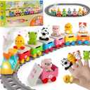 Toddler Toys for 1 2 3 Year Old, Electric Farm Animal Train Set with Music, Lights & Steam, Montessori Counting, Matching & Sorting Learning Toys, Christmas Birthday Gifts for Baby Boys Girls 12-18 M