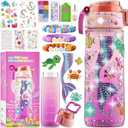 BOOH Decorate Your Own Water Bottle Kits for Girls, Mermaid Painting Diamond Art & Bracelet Making Kit for Girl, Crafts for Kids Ages 4-8, Birthday Christmas School Gifts (Mermaid)