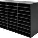 Literature Organizer, Desktop File Sorter Mail Center, Paper Storage Cabinet with 27 Slots Compartments, Classroom Mailbox for Home School Office (27 Slots Black)