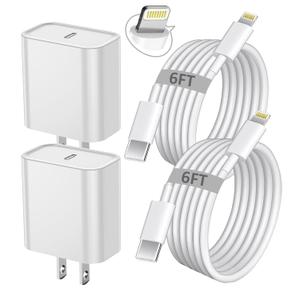 iPhone Fast Charger, iPhone Charger Fast Charging 2Pack PD 6FT Type C Quick USB C to Lightning Cable Cord Fast Charger iPhoneUSB C Wall Block Plug for iPhone14 13 12 11 Pro Max XR XS X, iPad, AirPods