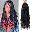 6 Packs Faux Locs Crochet Hair 24 Inch Soft Locs Crochet Braid Pre Looped Goddess Locs Crochet Hair for Women Queen Locs Crochet Braids with Curly Ends Synthetic Braiding Hair Extensions (1B#)