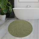 MAYSHINE Round Area Rug Set for Bathroom | Soft Plush Chenille Bath Mat, Water Absorbent Non-Slip Bathroom Rug | Washable Shag Carpet for Shower, Bedroom, or Home Dcor | 36"x36" (Round) | Sage Green