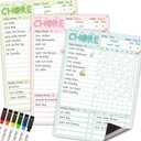 Magnetic Dry Erase Chore Chart - 8.5"x12" Behavior Responsibility Chore Board for Kids, Teenagers - 6 Extra Fine Point Markers Included - Shipped Flat 3 Pcs Blue Pink & Green