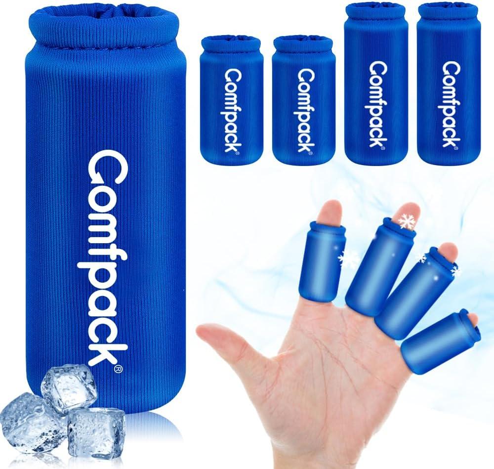 Comfpack Finger Ice Packs Sleeves, 4PCS Finger and Toe Thumb Cold Gel Ice Packs, Reusable Hot Cold Compression Finger Ice Sleeves for Arthritis, Swelling, Trigger Finger, Toe Injuries, Gout, Sprain