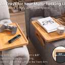 2 Pack Couch Arm Tray,Bamboo Folding Sofa Tray,Sofa Armrest Trays Clip-On Couch Desk for Drinks,Snacks,Phone,Remote ControlNatural, L13 x W 9.45in