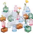 Small Glass Bud Vases for Centerpieces - Hewory 20pcs Colored Sturdy Cute Flower Vases Bulk, Mini Bottle Vase for Wedding Home Decor Birthday Party Events Mother's Day Bridal Shower Gifts Table Decor