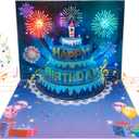 Thboxes Birthday Cards, 3D Pop Up Birthday Card, Fireworks, Lights, Music and Cake Happy Birthday Card, Birthday Gift Card with Envelope and Blank Card for Women, Men, Husband, Wife, Kids, Mom, Dad