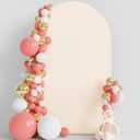 Wokceer Wedding Arch Cover 8FT Spandex Fitted Wedding Arch Stand Covers Round Top Chiara Arch Backdrop Cover for Birthday Party Ceremony Banquet Decoration Beige