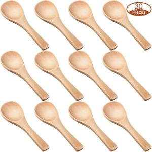 30 Pcs Small Wooden Spoons, 3. 5 Inch Mini Wood Natural Spoons for Jars Tasting Condiments Salt Sugar Coffee Tea Honey Spices, Tiny Wooden Teaspoons for Kitchen Supplies (Natural Color)