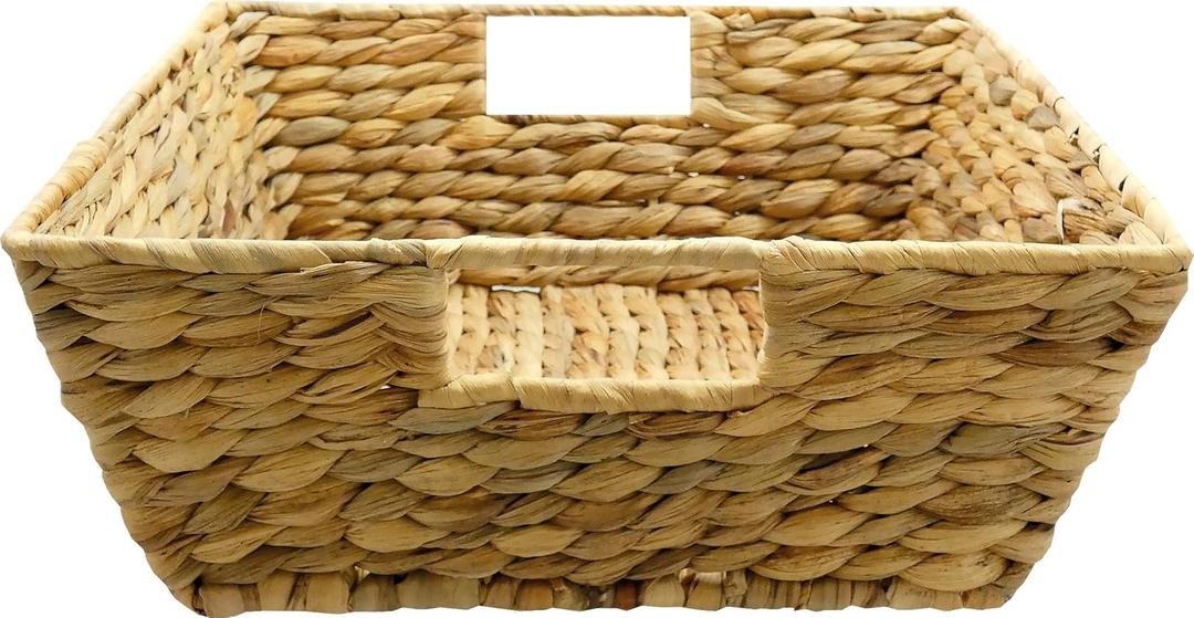 Decorative Basket Made of Water Hyacinth, Storage Basket, Medium, 20.5 in L x 12.5 in W x 6 Inches, Pack of 2