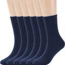 Women's Casual Cotton Crew Sock 3-Pack Basic Pure Color Soft Comfort Socks (Blue) Size 5-7