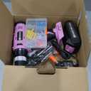 FADAKWALT Cordless Drill Set, 20V Electric Power Drill With Battery And Charger, 30N Torque, 21+1 Settings, 3/8-Inch Keyless Chuck, Driver Bits Kit, LED Light (Pink)