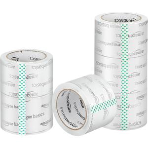 Amazon Basics Extra-Wide Packing Tape for Moving, Storage, Shipping and Sealing Boxes, Crystal Clear, Low Odor, 2.83" x 54.6 Yards, 6-Pack