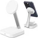 Wireless Charging Station for Magsafe Charger,Portable Wireless Charger for iPhone 16 15 14 13 12 Pro Max/AirPods Pro 4 3 2,Faster Magnetic Charger Stand,Foldable Travel Phone Holder Adjustable Angle (White)