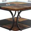 Tribesigns Square Coffee Table with 2 Tiers, 40 inches Low Farmhouse Coffee Table with Wood Storage Shelf Heavy Duty Metal Curved Frame for Modern Living Room, Black Rustic Brown, 39.25 Inches X 39.25 Inches X 19.75 Inches