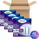Tena ProSkin Overnight Incontinence Adult Diaper for Women & Men, Stretch Brief, Large/Extra Large, 48 Count (4 Packs of 12)