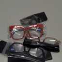 REAVEE 3 Pack Oversized Reading Glasses for Women Thick Large Frame Blue Light Blocking Stylish Computer Readers Spring Hinge,Black Pink Red 3.0