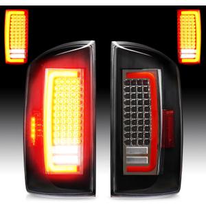 Tail Lights [LED Kit] Compatible with Dodge RAM 1500 Pickup 07-08, 2500 3500 Truck 07-09 [Factory Halogen Type] Rear Brake Lamp Taillight Assembly, Clear Lens