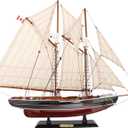 NAUTIMALL 26" Wooden Sailboat Model Sailing Yacht Bluenose Schooner Ship Scale Replica Nautical Home Decor Display Collection Watercraft (26")