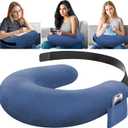 Crochet Pillow for Lap Support, Gaming & Reading Lap Desk Pillow for Sitting on The Bed/Sofa/Floor, Large & Ergonomic Arm Rest Support Pillows, Knitting Pillows, Pet Bed Support for Ipad/Laptop - Blue