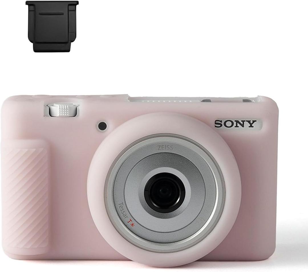 Ydoudou ZV-1F ZV1F Case, Soft Silicone Protective Case & Hot Shoe Cover for Sony ZV1F/ZV-1 II/ZV-1 Mark II Vlog Camera, Anti-Scratch ZV-1M2 Camera Case Cover - White Pink