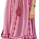 Women Boho Ethnic Maxi Dress Crochet Patchwork Slip Sleeveless Long Lace Flowy Swing Dress Beach Sundresses (Pink, S)