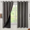 BGment Thermal Insulated 100% Blackout Curtains for Bedroom with Black Liner, Double Layer Full Room Darkening Noise Reducing Grommet Curtain (52 x 72 Inch, Grey, 2 Panels)