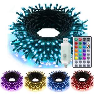 Solhice 50ft Color Changing Christmas String Lights with Remote, 150 LED Indoor Fairy Light USB Powered, RGB Twinkle Light for Xmas Tree Bedroom Outdoor Decor