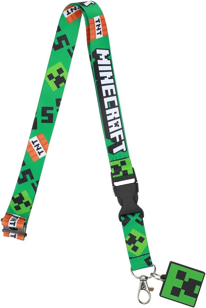 Minecraft Lanyard with Rubber Creeper Face Charm