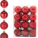 Christmas Ball 24ct 1.57 Inches Red Mini Xmas Hanging Ornaments for Trees Wreath Garland Wedding Party Home Office Shop Decorations