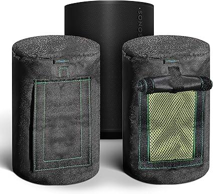Black 600D Weatherproof Speaker Cover Custom Fit for Sonos Era100 Bluetooth Speaker with SoundFlap 