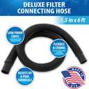 JED Pool Tools 60-345-06 Deluxe Filter Connecting Hose for Swimming Pool, 1-1/2-Inch by 6-Feet, Black