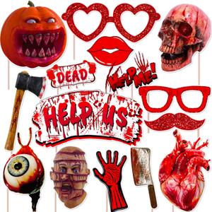 2 x Halloween Bloody Party Decorations Photo Booth Props Scary Halloween Decorations Photo Booth Props Scary Horror Birthday Party Photo Booth Kits