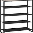 HOOBRO Shoe Rack, 5 Tier Shoe Storage Organizer with 4 Oxford Fabric Shelves and Top Panel, Holds 16-20 Pairs of Shoes, for Entryway and Closet, Industrial, Greige and Black BG50XJ01