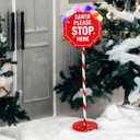 Christmas Santa Stop Here Yard Stake 40-inch Pre-lit Christmas Yard Decorations with 30 Multi-Color LEDs 8 Lighting Modes Santa Sign for Xmas Party Landscape Patio Decor
