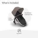 UPPAbaby RumbleSeat V3 Second Lower Seat - Compatible with Vista V2 and Vista V3 - All-Weather Seat + Magnetic Buckle – Adapters Included - Theo (Dark Taupe/Silver Frame/Chestnut Leather)