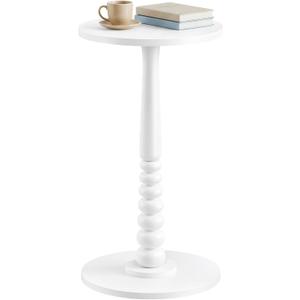 VASAGLE MARIEL Collection - Round Side Table, Small Drink End Table for Small Spaces, Accent Nightstand, Solid Wood Leg, Mid-Century Modern, for Living Room Bedroom, Cloud White ULET293WB02S