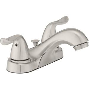 Glacier Bay Constructor 4 in. Centerset 2-Handle Low-Arc Bathroom Faucet in Brushed Nickel