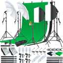 LINCO Lincostore Photo Video Studio Light Kit AM169 - Including 3 Color Backdrops (Black/White/Green) Background Screen