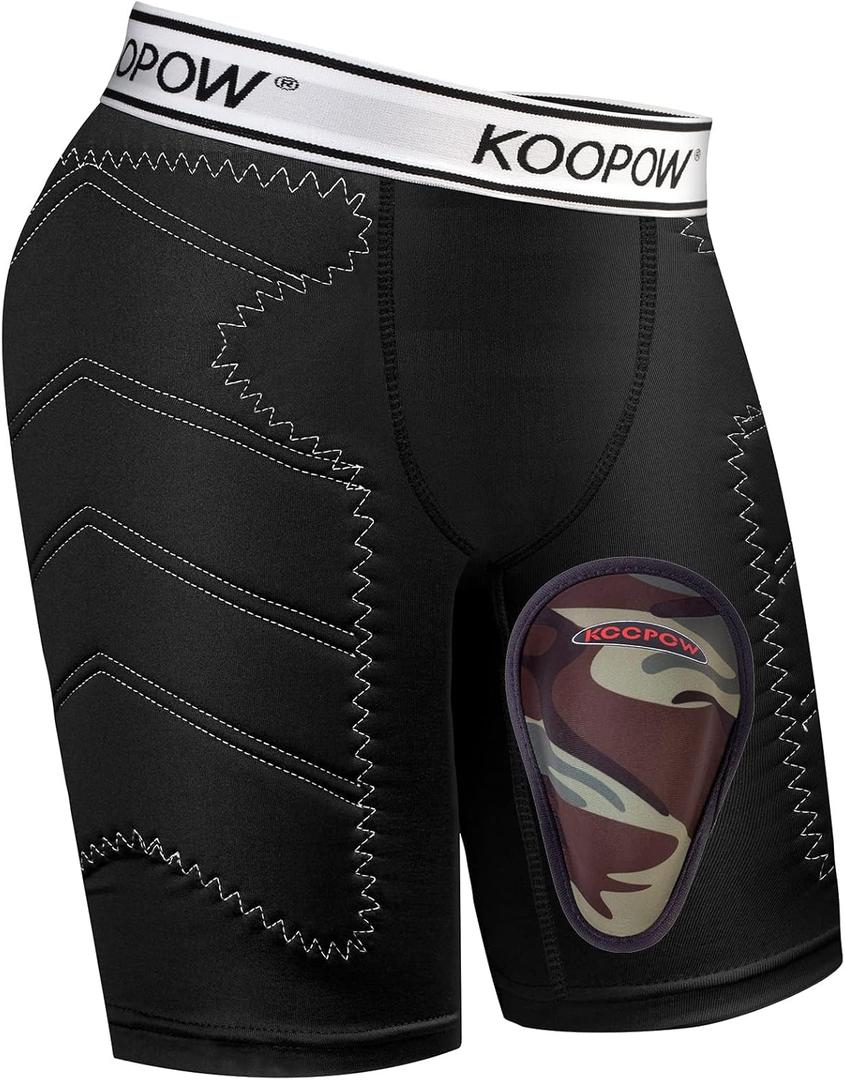 KOOPOW Youth Boys Padded Compression Sliding Shorts Pants with Soft Protective Athletic Cup & Pocket, Baseball Slider Underwear for Kids, Baseball, Football, Lacrosse