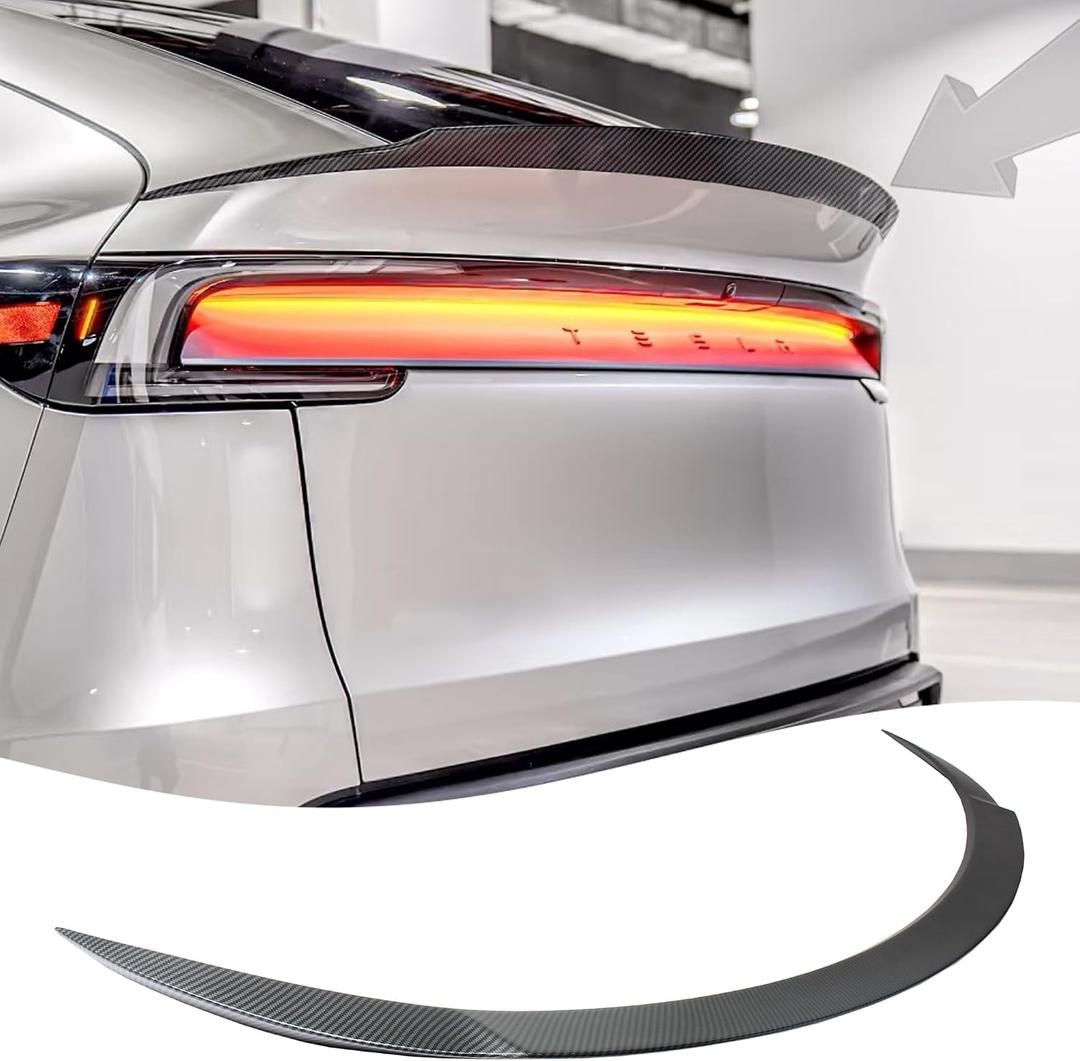 STSEV01 Rear Spoiler Fit for Tesla New Model Y Juniper 2026, Model YL-Style Performance Type ABS Wing Sporty Appearance, Trunk DeckLid Lip Exterior Accessories, Tape Installation(Carbon Fiber Style)
