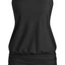 ZAFUL Women Swimdress with Bikini Briefs 2 Piece Tankini Swimsuits Ruched Bathing Suits (Black, XXL)