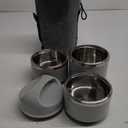 Lille Home Stackable Stainless Steel Thermal Compartment Lunch/Snack Box, 3-Tier Insulated Bento/Food Container with Lunch Bag and Three Extra Seals, 43OZ (Gray)