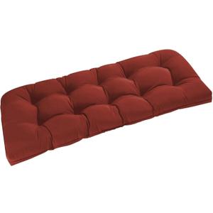 downluxe Outdoor Bench Cushion for Patio Furniture, Water Resistant Tufted Overstuffed Porch Swing Cushions, Thick Outdoor Loveseat Cushions, 44" X 19" X 5", Brick Red, Set of 1