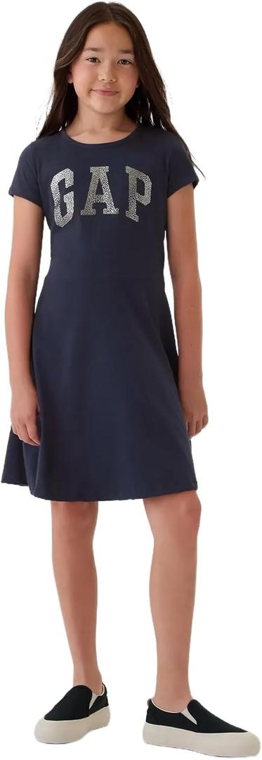 Gap Girls Short Sleeve Logo Dress (X-Small, Tapestry Navy)