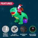 Joiedomi 6 FT Long Christmas Inflatable Dinosaur Outdoor Decoration, Inflatable Santa Riding Dinosaur with Build-in LEDs, Christmas Blow Up Yard Decoration for Xmas Party Garden Lawn Winter Dcor