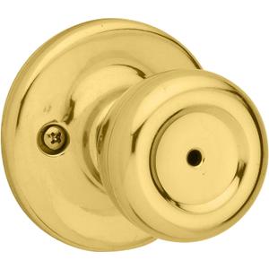 Kwikset Mobile Home Interior Privacy Door Knob with Lock, Door Handle For Bathroom and Bedroom, Polished Brass Keyless Turn Lock Doorknob (1 Count (Pack of 1))