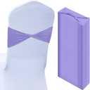 Kinlop 50 Pcs Spandex Chair Sashes Bows Chair Bands Slider Sashes for Covers Elastic Bands Ties Without Buckle Decorations for Wedding Party Events Ceremony Birthday(Light Purple)